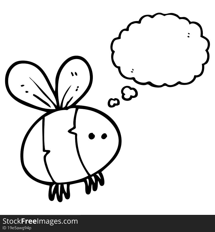 freehand drawn thought bubble cartoon bee