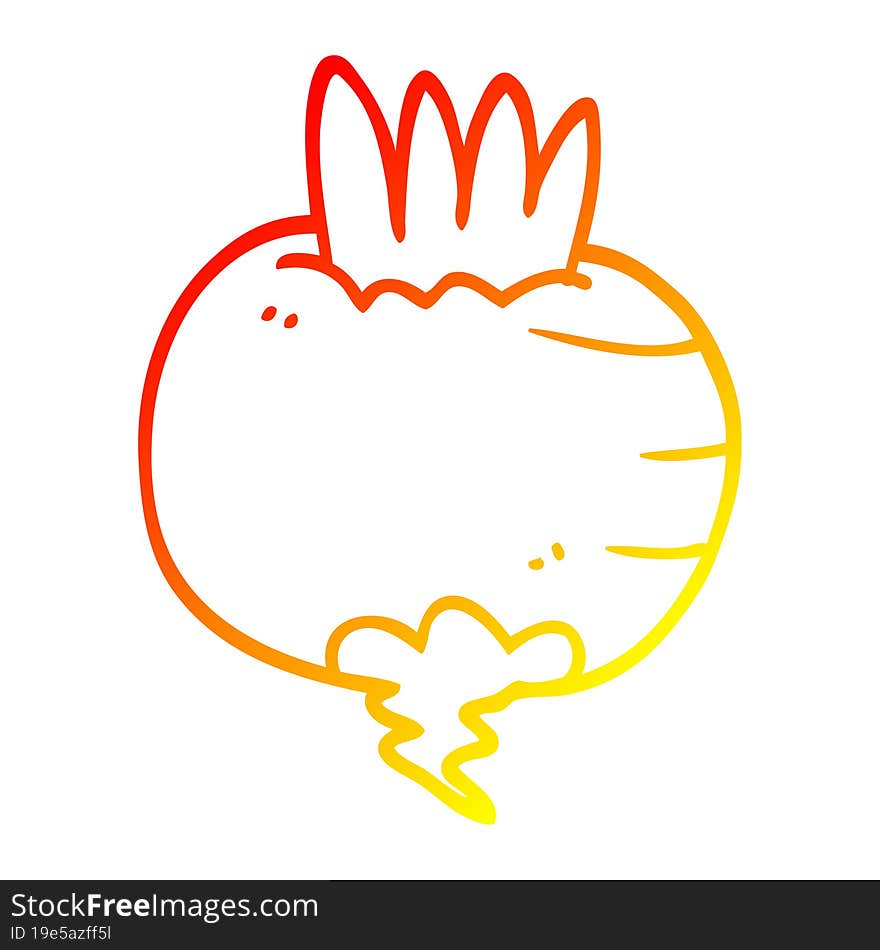 warm gradient line drawing cartoon turnip