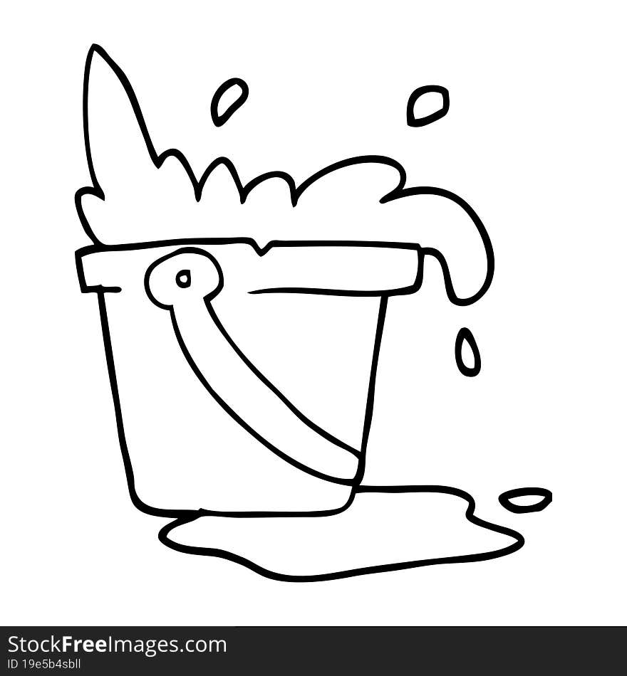 line drawing cartoon water and bucket