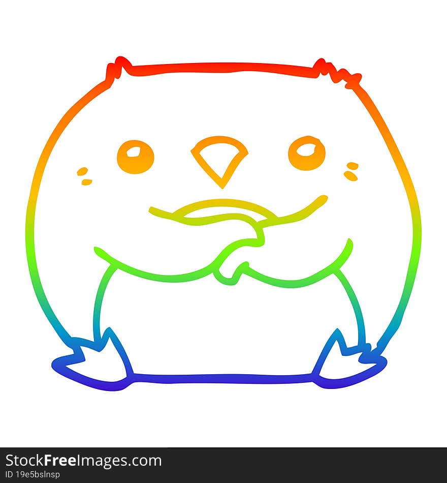 rainbow gradient line drawing cartoon penguin