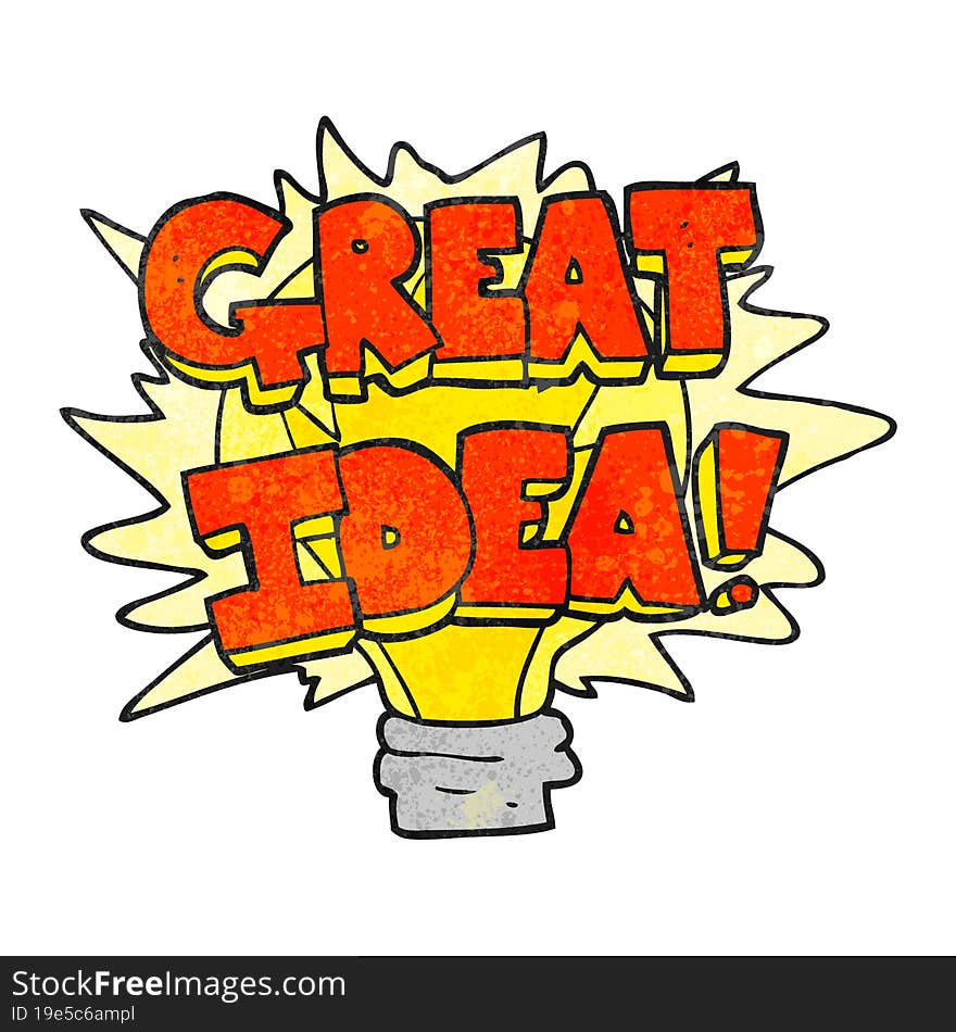 textured cartoon great idea light bulb symbol