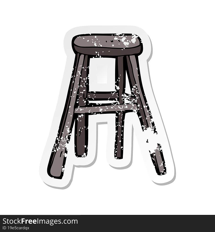 retro distressed sticker of a cartoon wooden stool