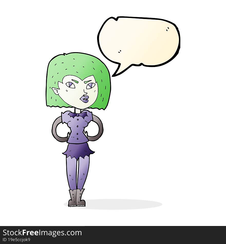 cartoon vampire girl with speech bubble