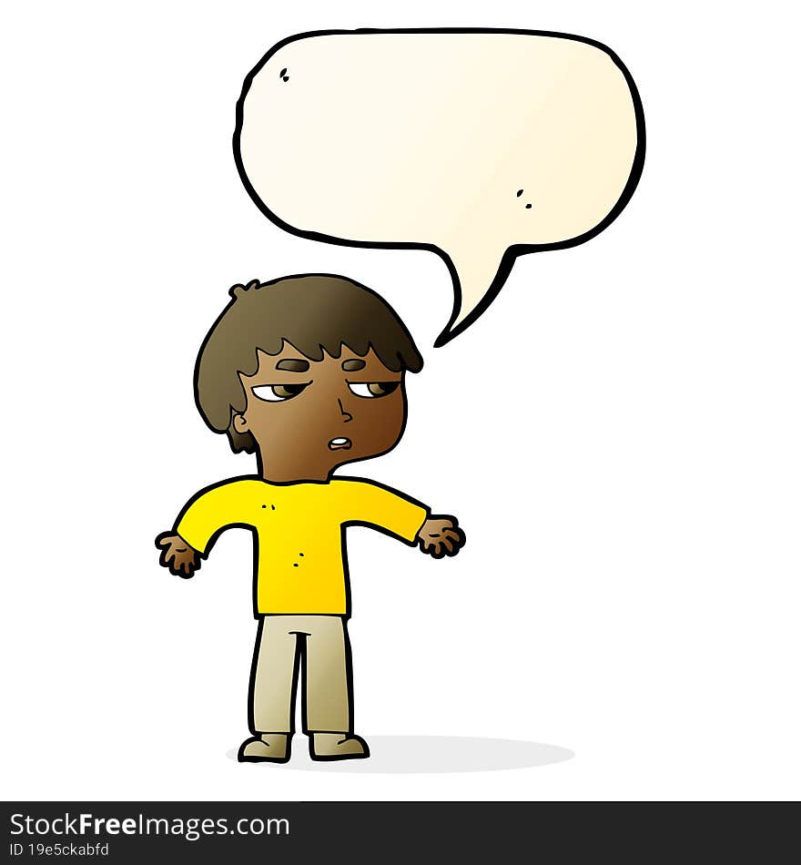 cartoon annoyed boy with speech bubble