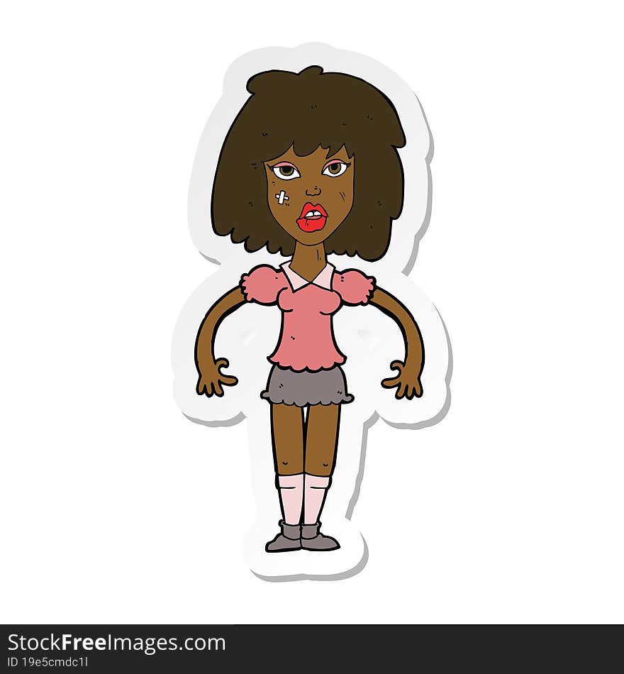 sticker of a cartoon girl fight