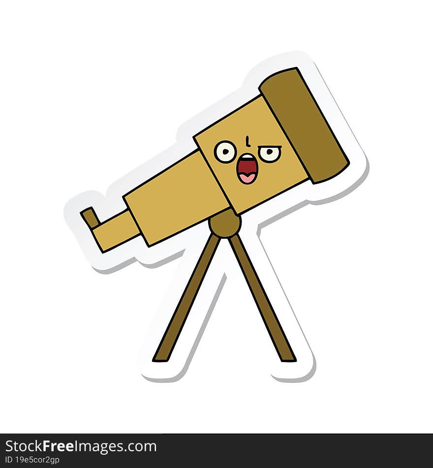 Sticker Of A Cute Cartoon Telescope