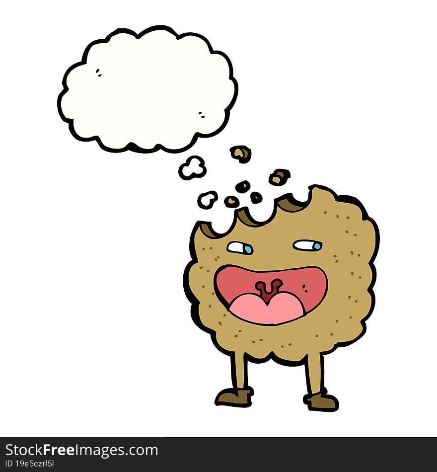 Cookie Cartoon Character With Thought Bubble