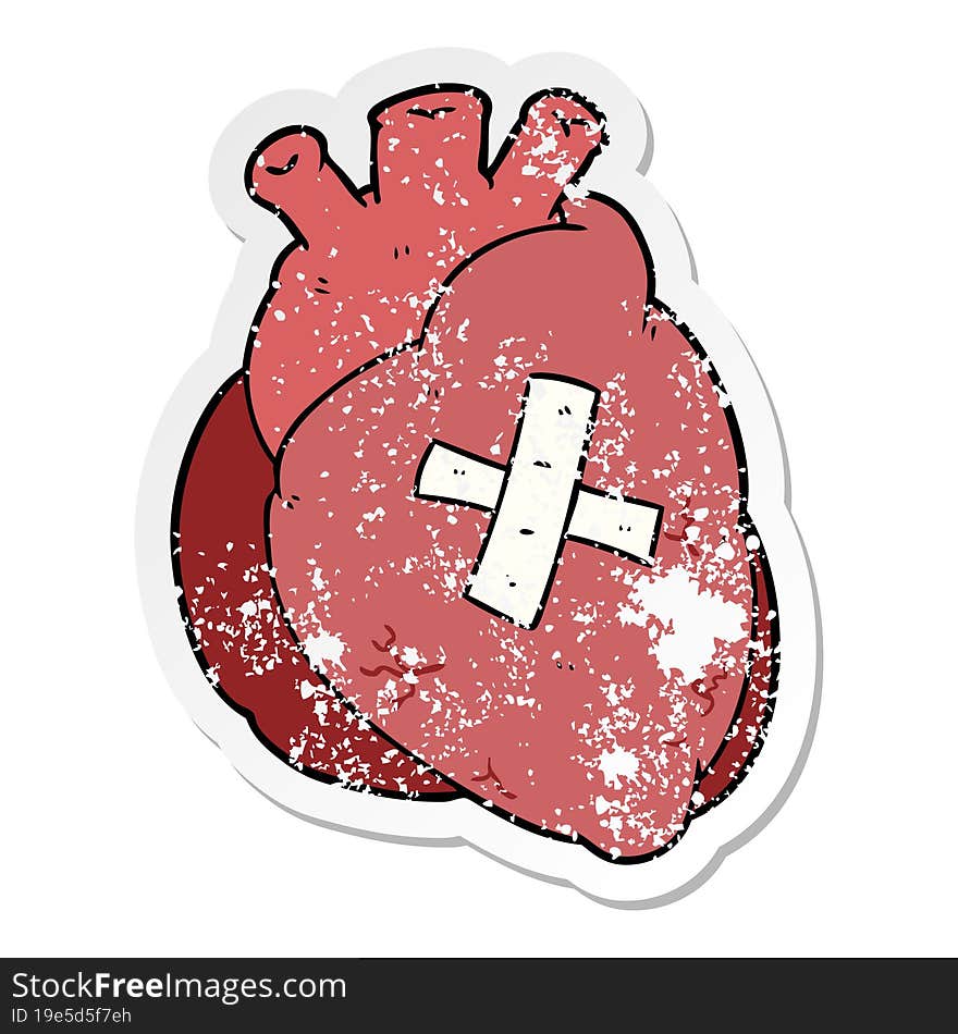 distressed sticker of a cartoon heart