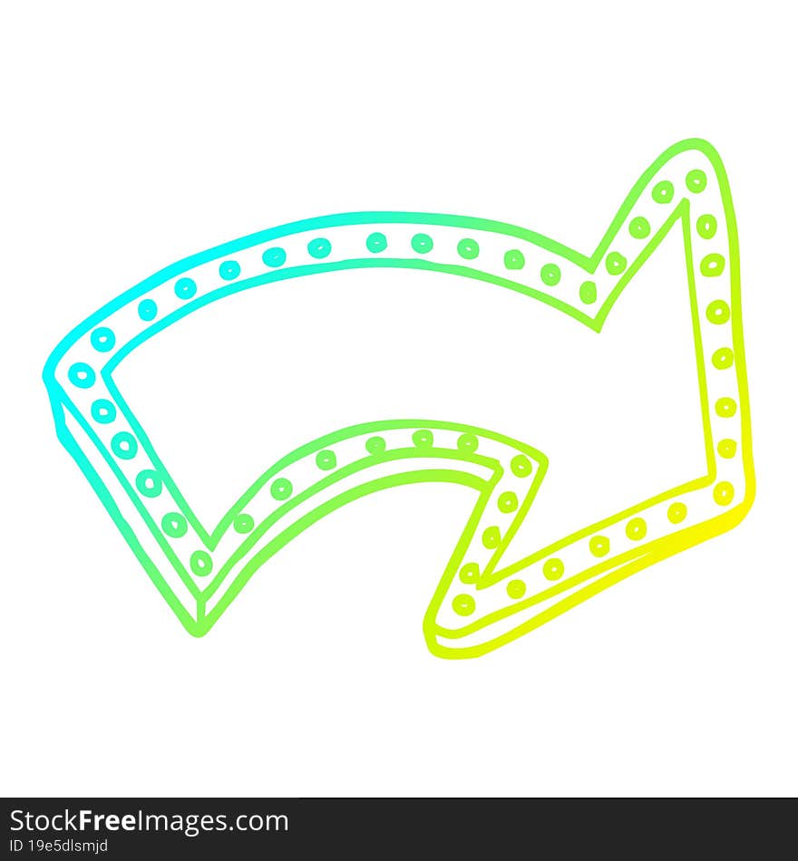 cold gradient line drawing of a cartoon lit up sign