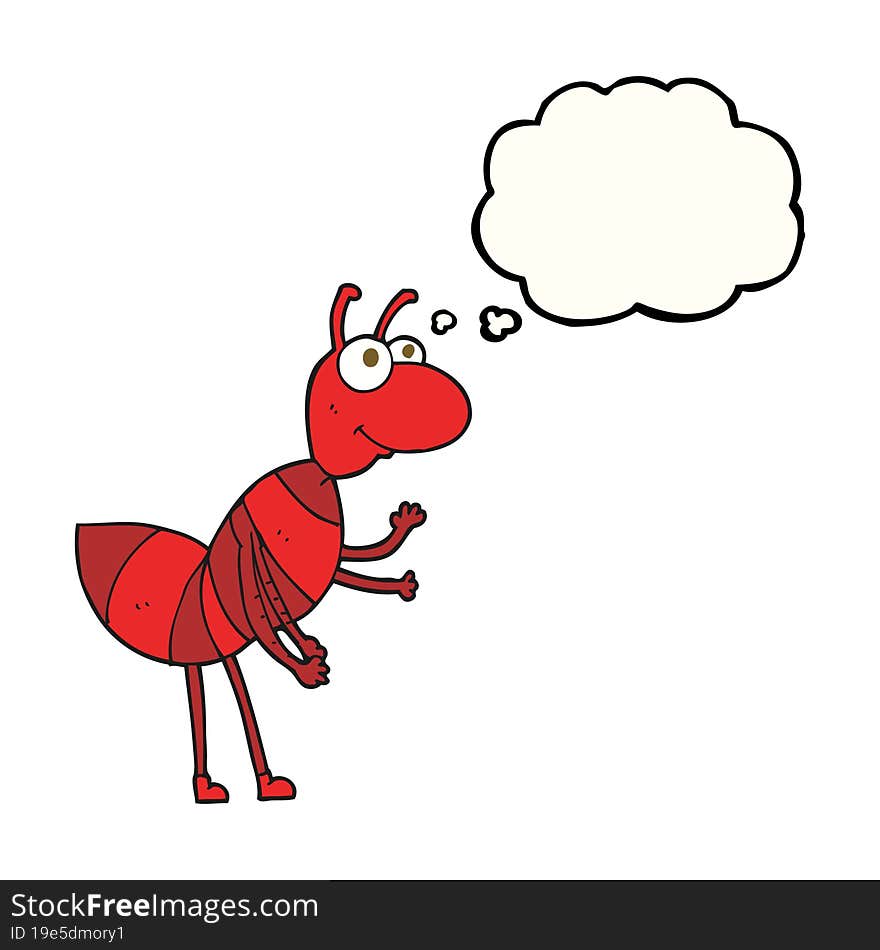 freehand drawn thought bubble cartoon ant