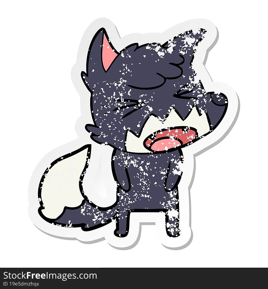 distressed sticker of a angry cartoon fox