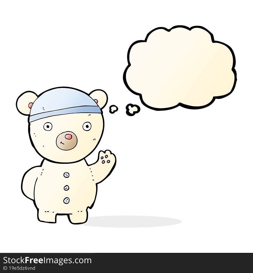 cartoon polar bear cub with thought bubble