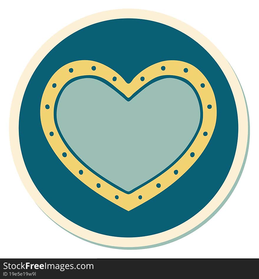 sticker of tattoo in traditional style of a heart. sticker of tattoo in traditional style of a heart