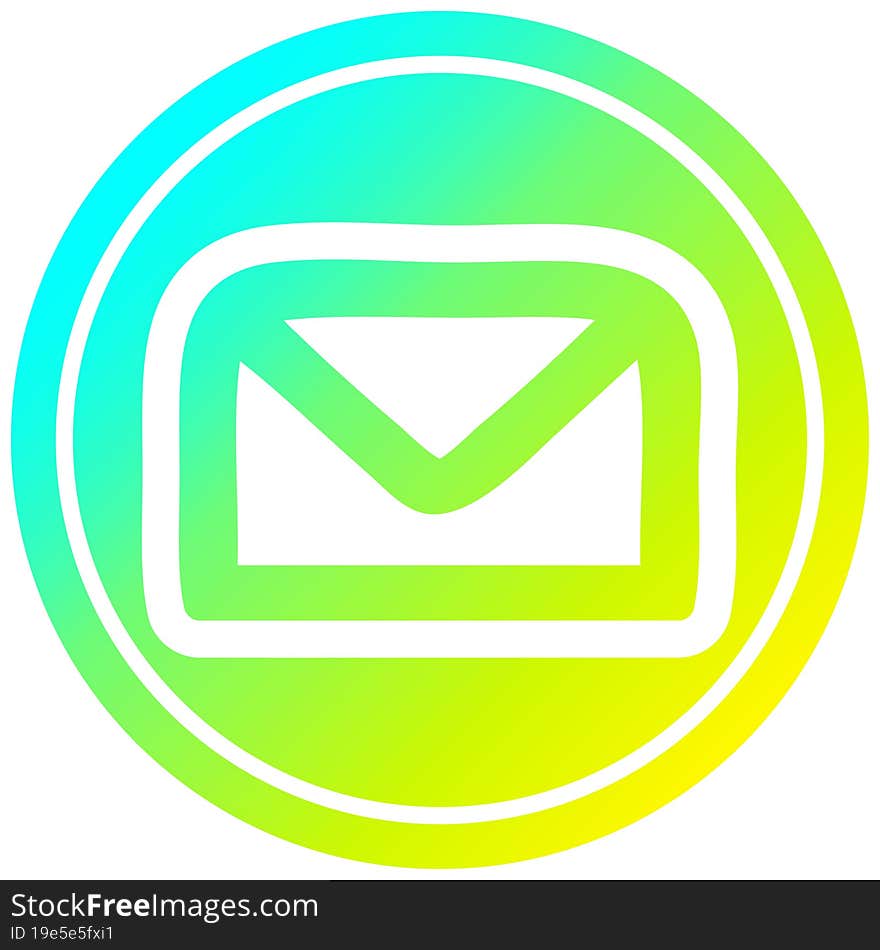 envelope letter circular icon with cool gradient finish. envelope letter circular icon with cool gradient finish