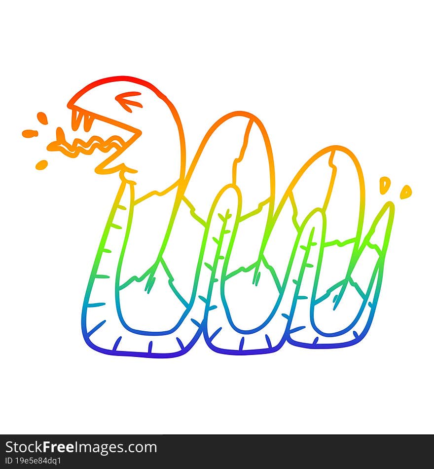 rainbow gradient line drawing cartoon hissing snake