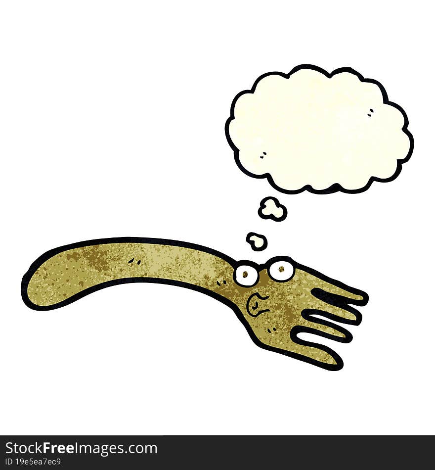 cartoon fork with thought bubble