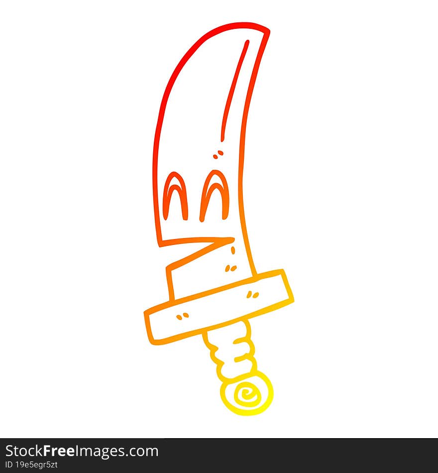 warm gradient line drawing cartoon happy magical sword