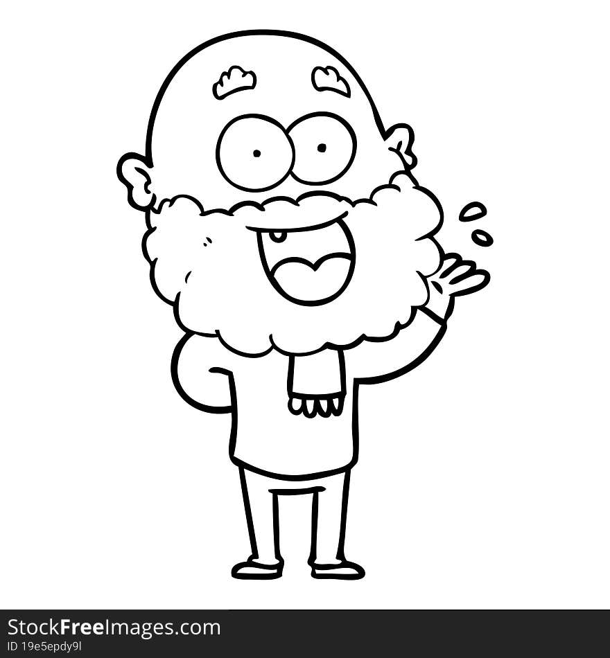 cartoon crazy happy man with beard amazed. cartoon crazy happy man with beard amazed