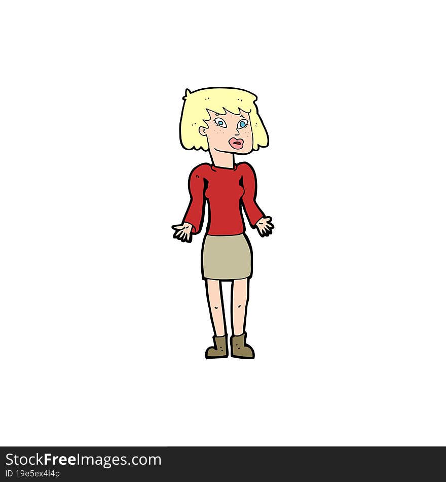 cartoon woman shrugging shoulders