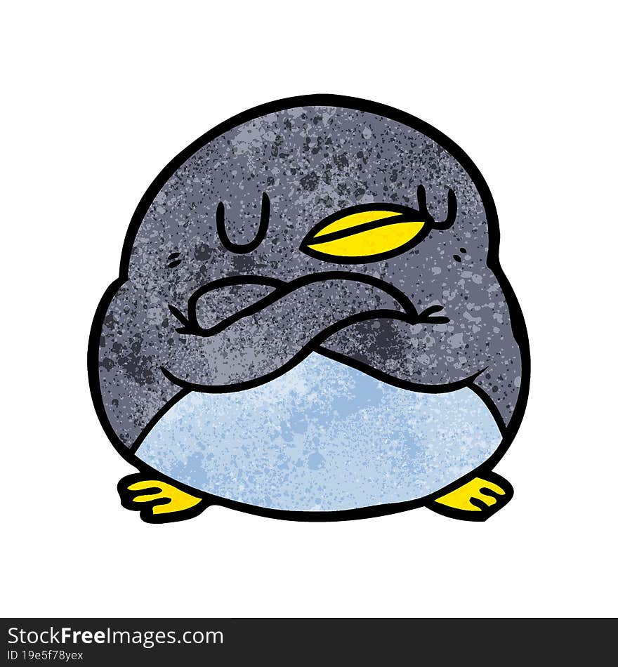 cartoon penguin with crossed arms. cartoon penguin with crossed arms