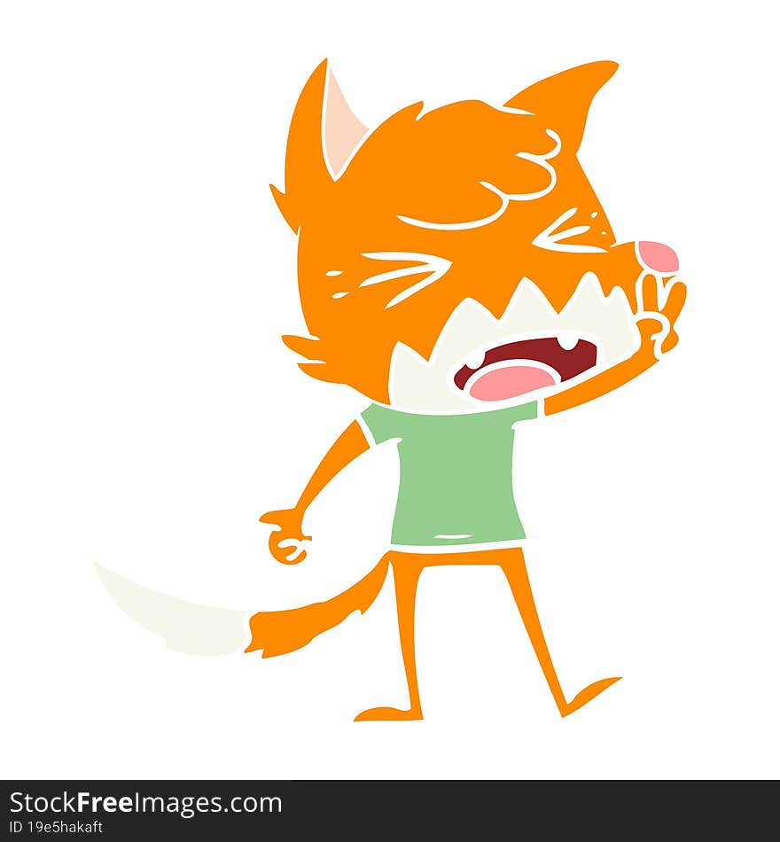 angry flat color style cartoon fox