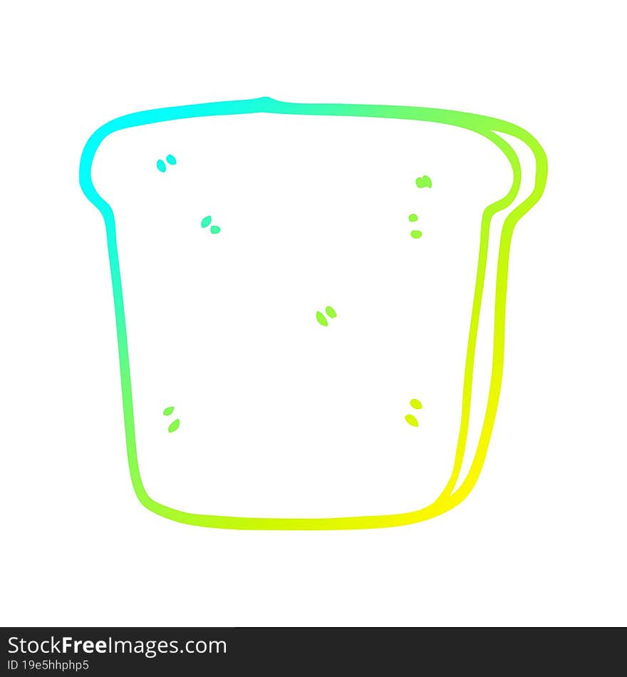 Cold Gradient Line Drawing Cartoon Slice Of Bread