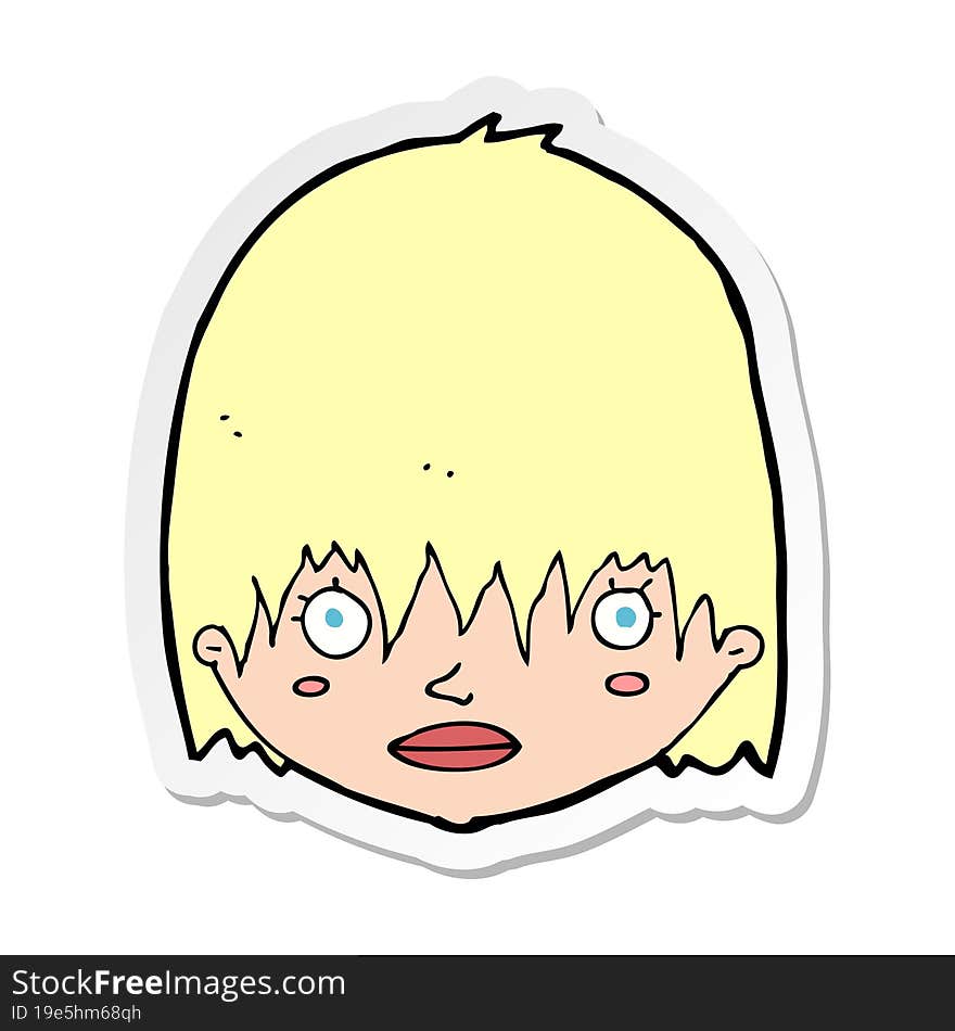 Sticker Of A Cartoon Staring Woman