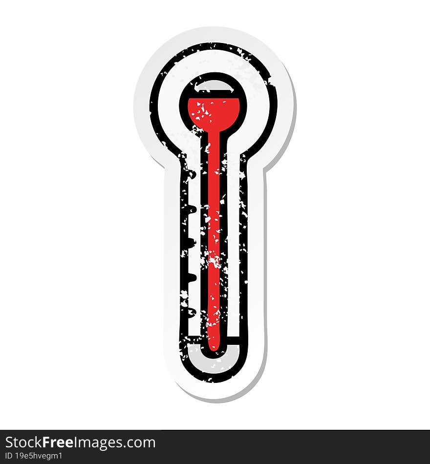 distressed sticker of a cute cartoon glass thermometer