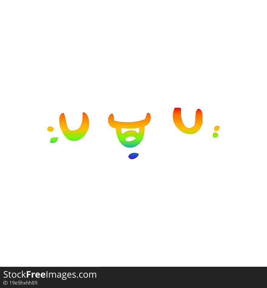 rainbow gradient line drawing of a happy cartoon face