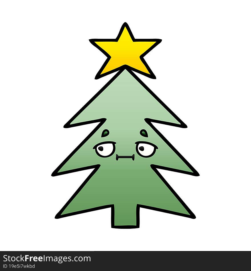 gradient shaded cartoon of a christmas tree