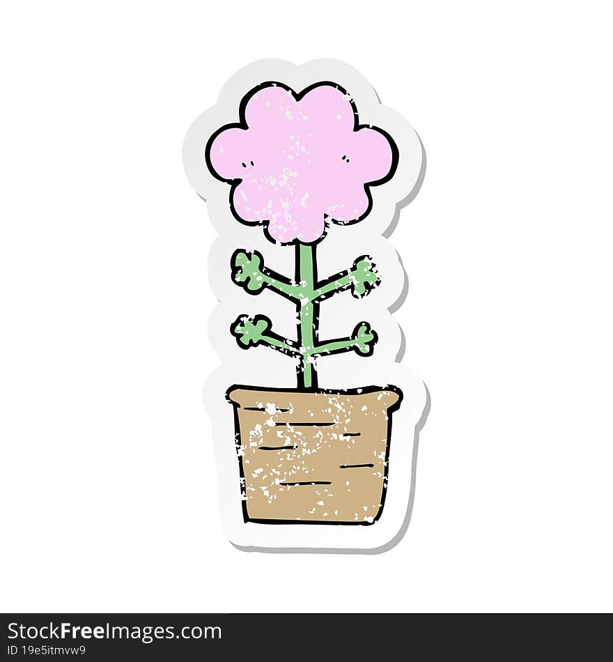 Distressed Sticker Of A Cute Cartoon Flower