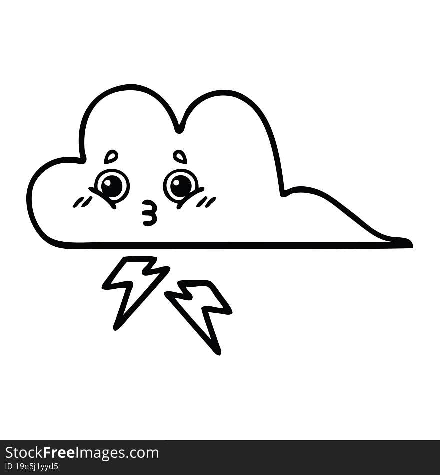 line drawing cartoon of a storm cloud