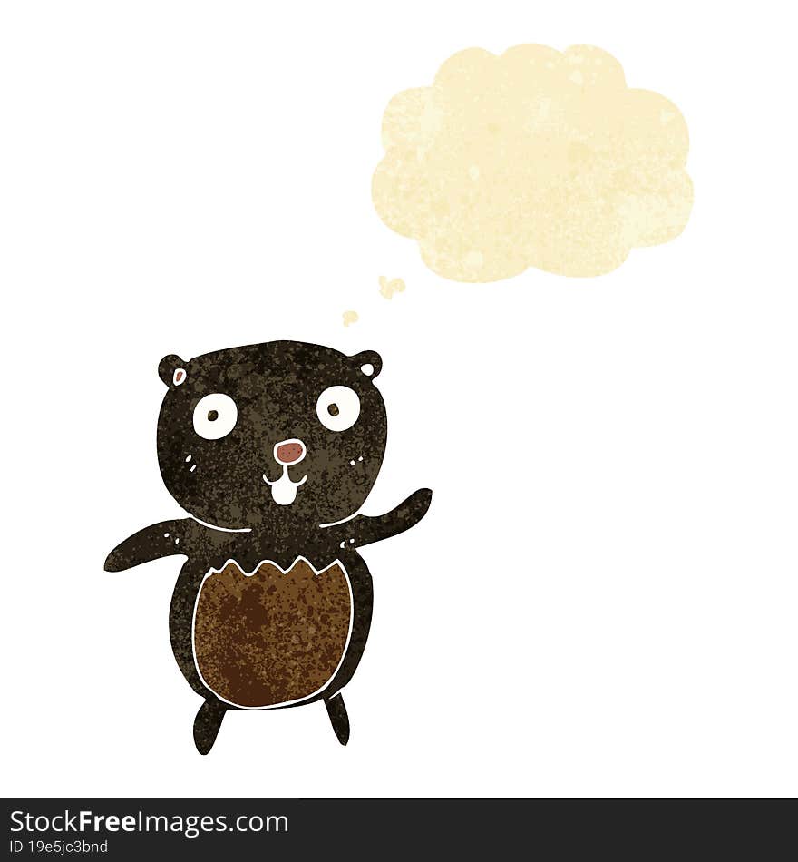 cartoon black bear cub with thought bubble