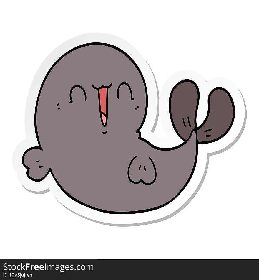 sticker of a cute cartoon whale