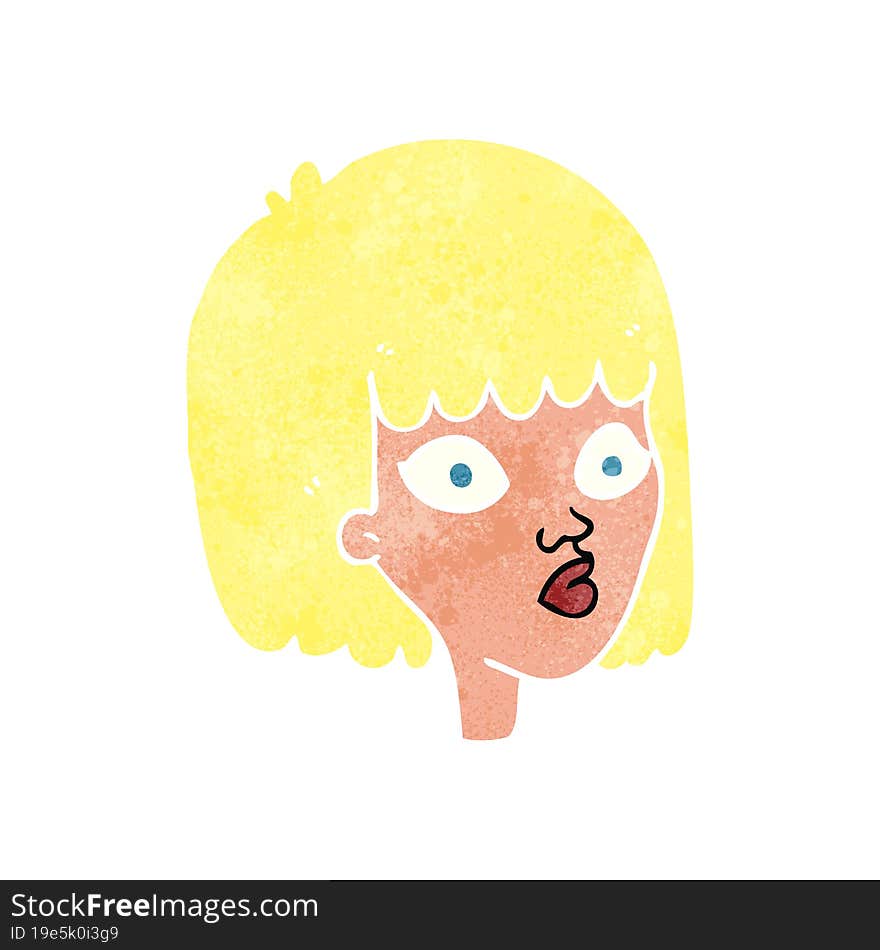 retro cartoon female face