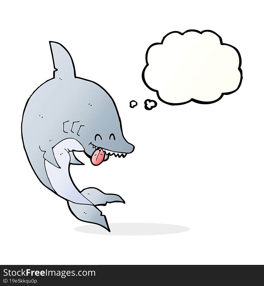 funny cartoon shark with thought bubble