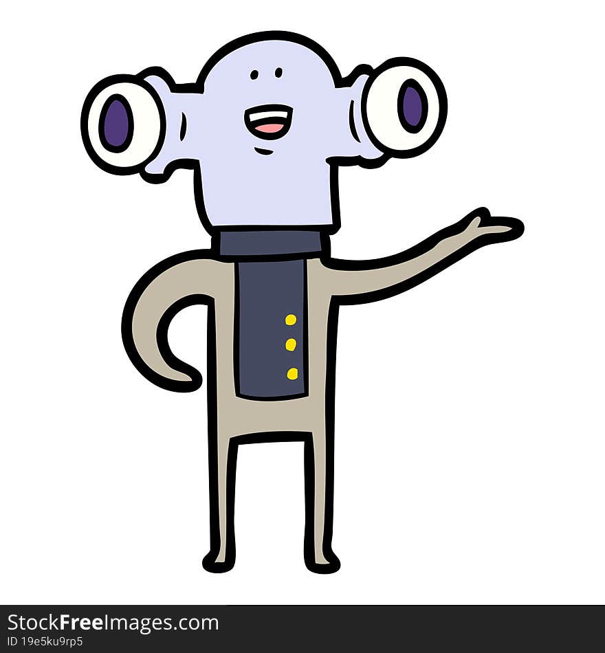 friendly cartoon alien gesturing. friendly cartoon alien gesturing