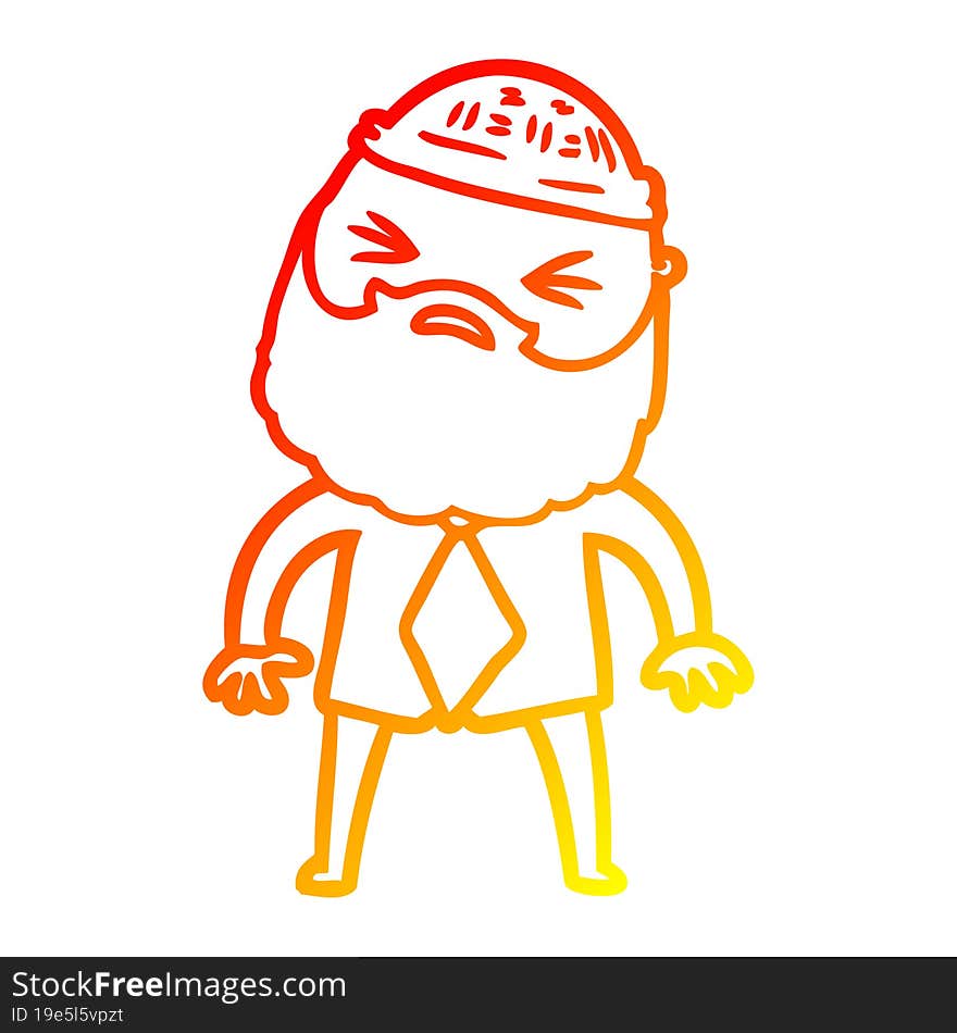 warm gradient line drawing of a cartoon man with beard