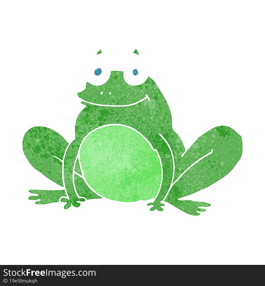 retro cartoon happy frog