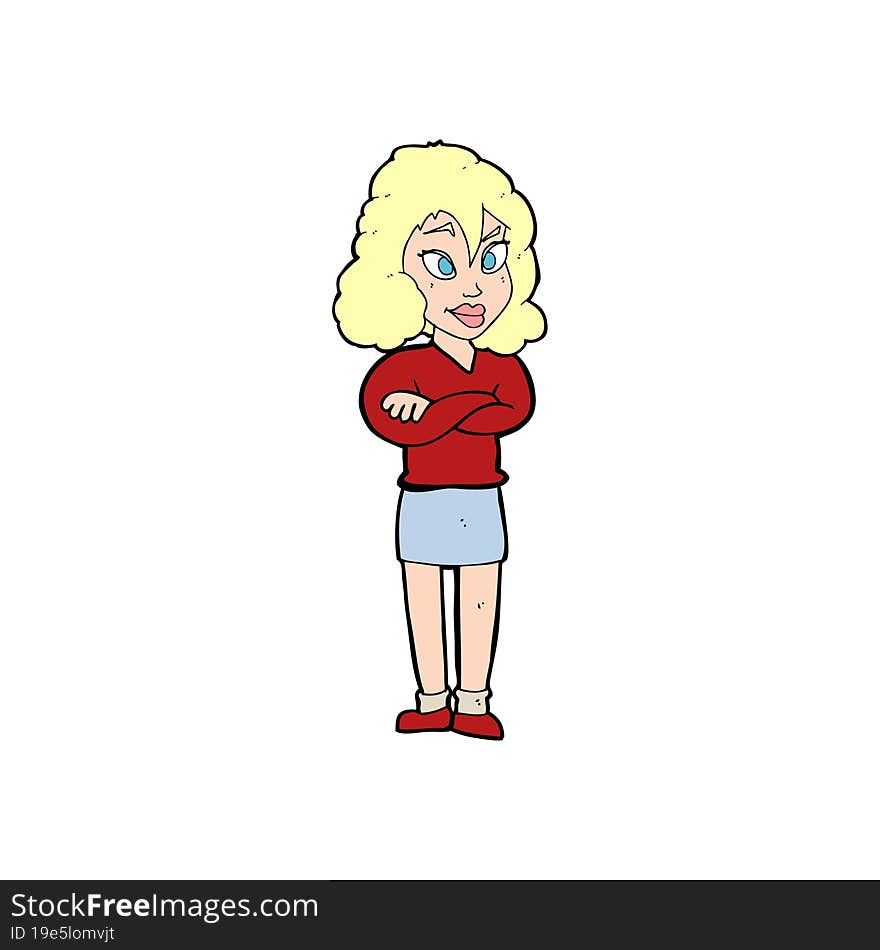 cartoon woman with crossed arms