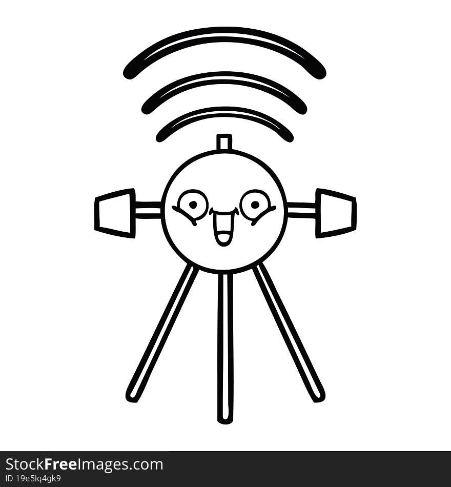 line drawing cartoon satellite