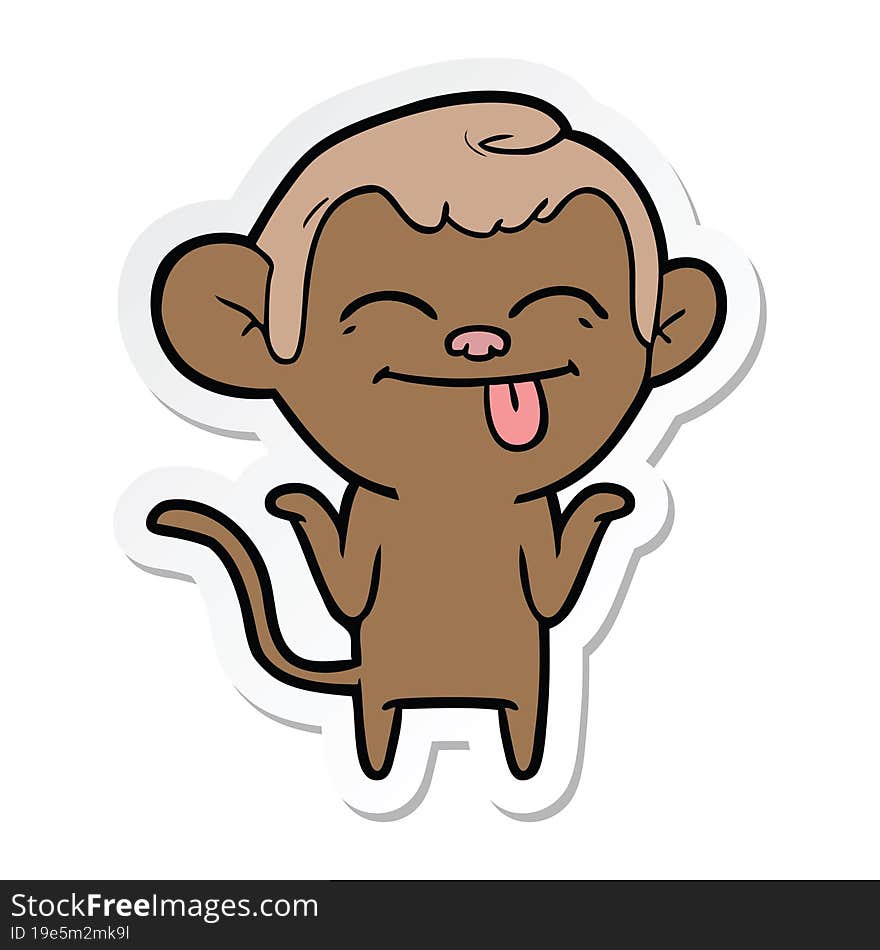 Sticker Of A Funny Cartoon Monkey