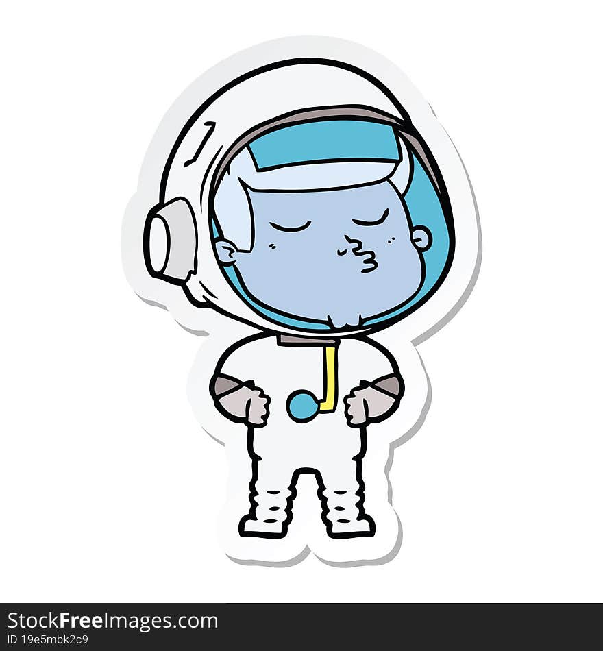 Sticker Of A Cartoon Confident Astronaut