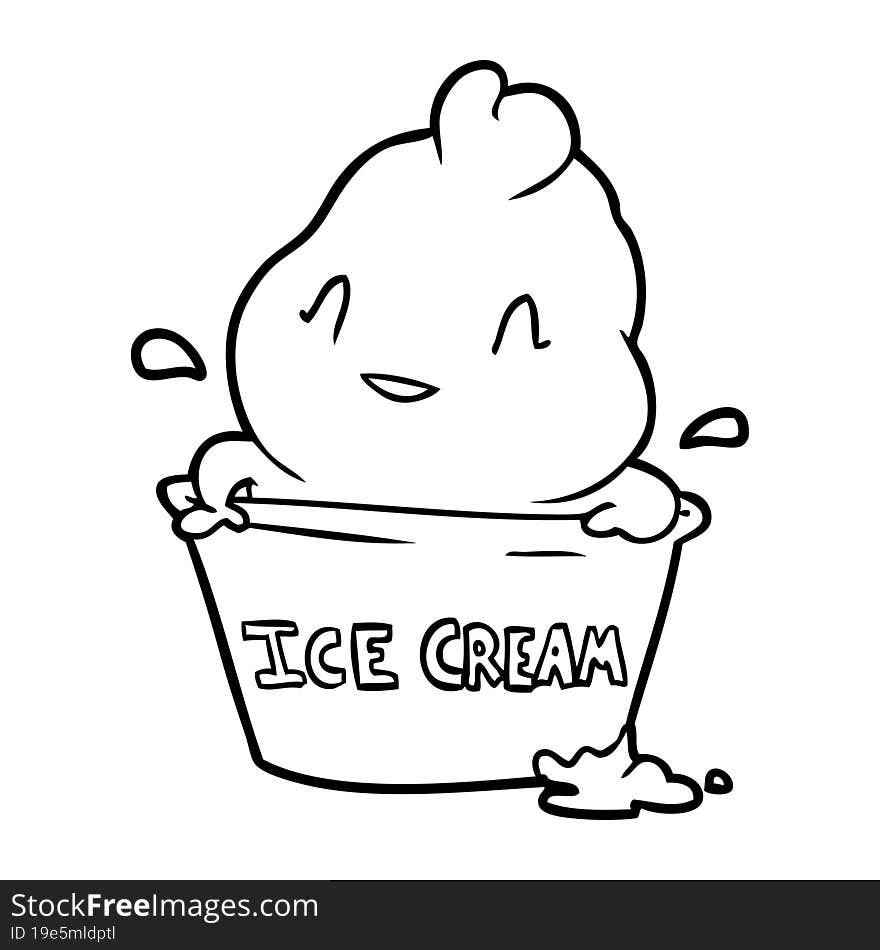 cute line drawing of a ice cream. cute line drawing of a ice cream