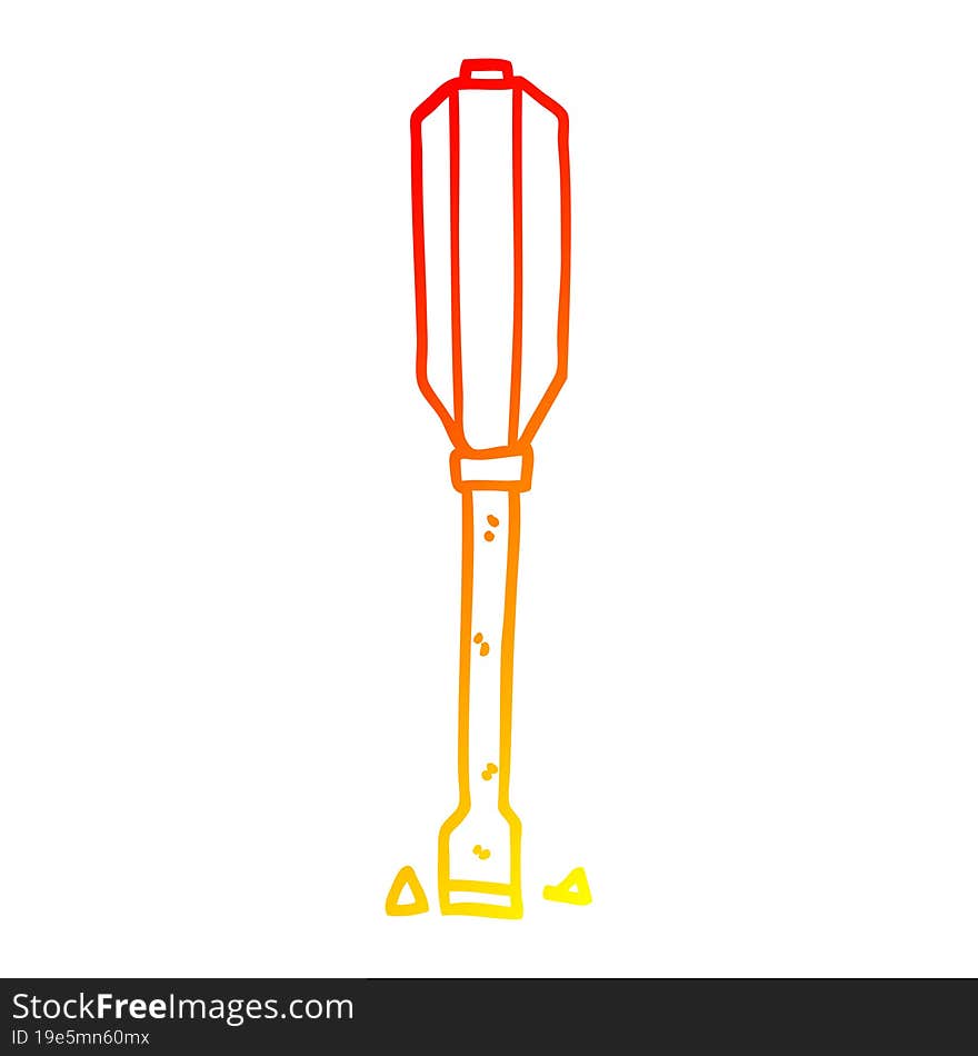 warm gradient line drawing cartoon screwdriver