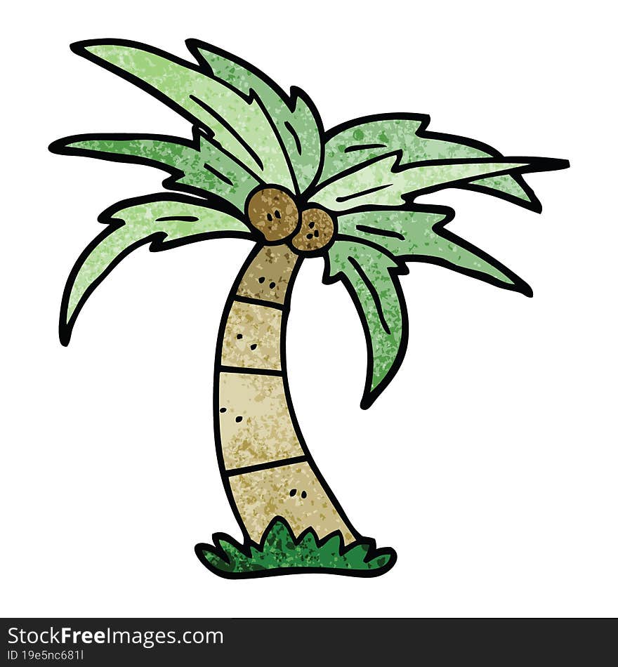 cartoon doodle palm tree