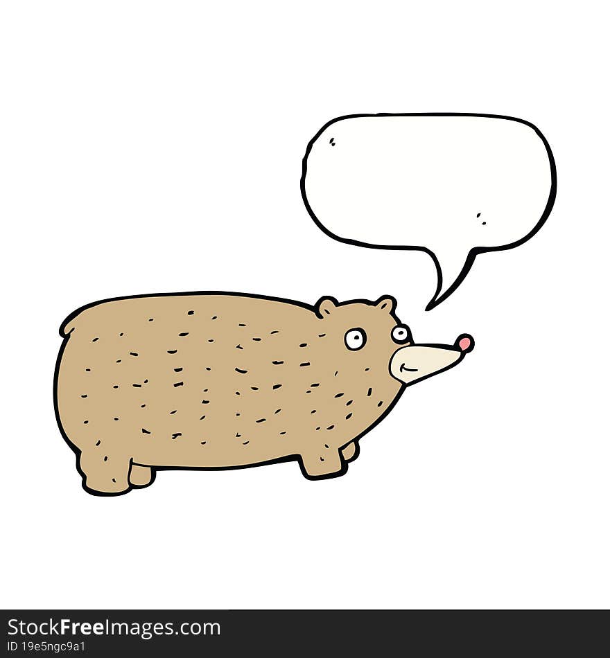 funny cartoon bear with speech bubble