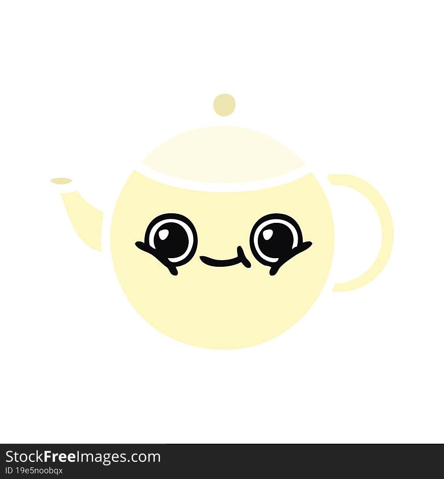 Flat Color Retro Cartoon Tea Pot