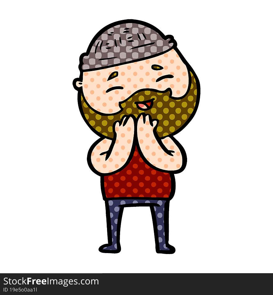 cartoon happy bearded man. cartoon happy bearded man