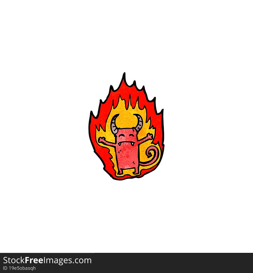 cartoon flaming little imp